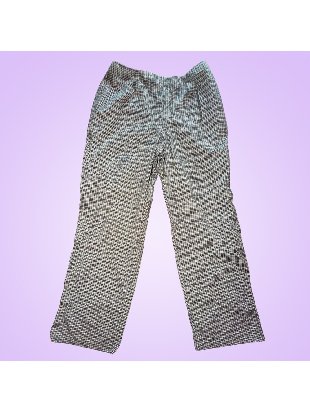 Liz Claiborne Lizsport Womens Size 8 Black White Plaid Straight Leg Pants Cotton